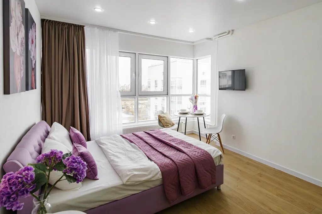 Студия на 24 этаже с панорамным видом на реку в ЖК Аквамарин