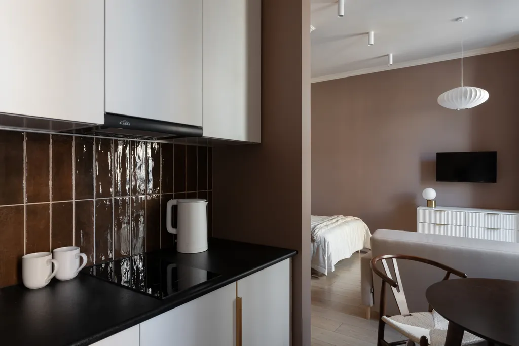 Просторная студия Mosaic brown с балконом для 3 гостей