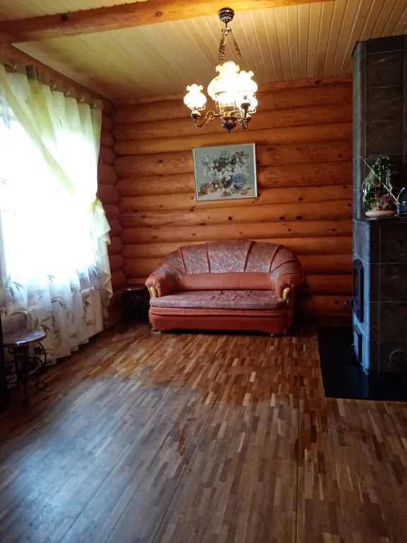 Деревянный домик с соломенной крышей и русская баня