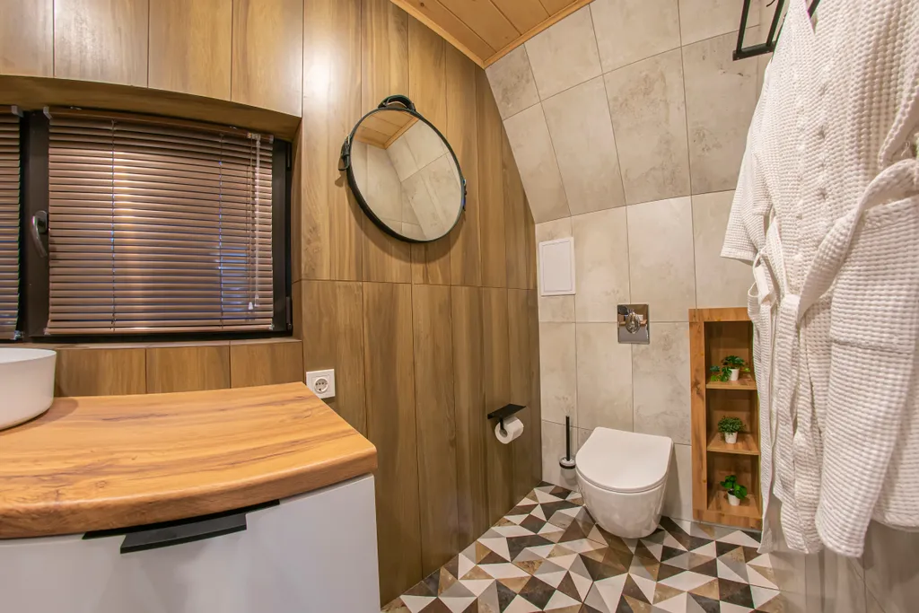 А-фрейм у Озера с чаном и сауной