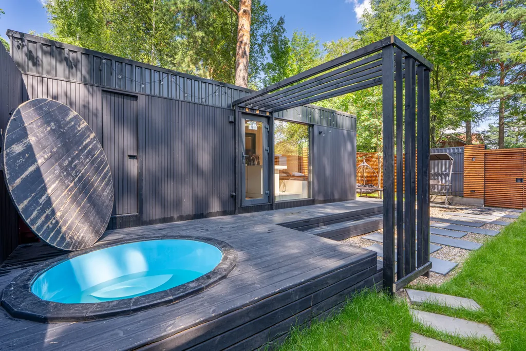 Ультрасовременный домик для отдыха вдвоем с сауной, купелью, мангалом