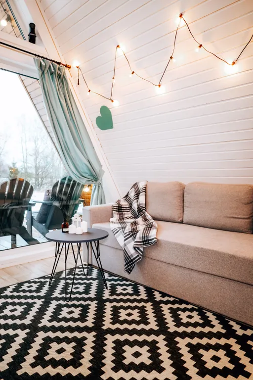 Коттедж Коттедж Роскошный А-фрейм в нежных мятных тонах с панорамными окнами — Озёры