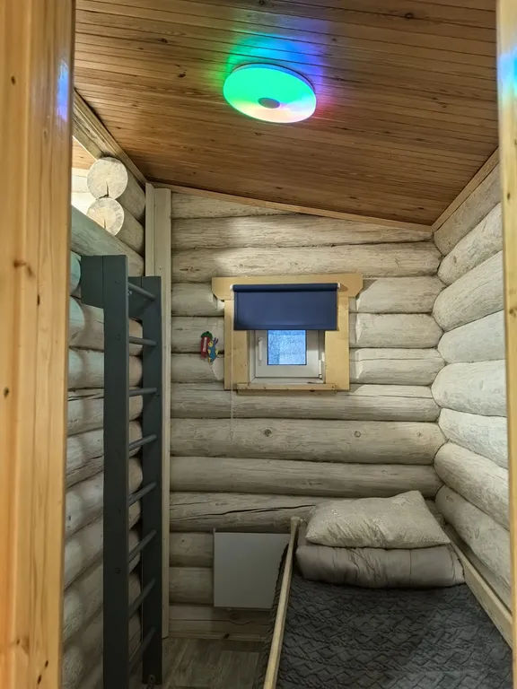 Меличуярви дом из бревна с сауной на берегу озера у самого леса