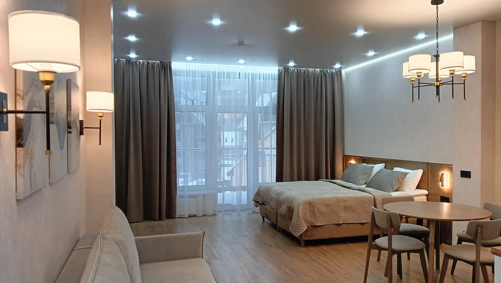 Квартира Просторная красивая студия 48м2 с шикарным видом, 400м от подьемника — аренда посуточно в Домбай