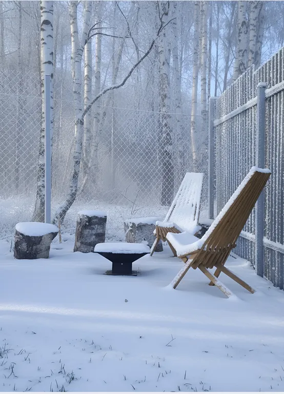 Уютный афрейм в березовом лесу