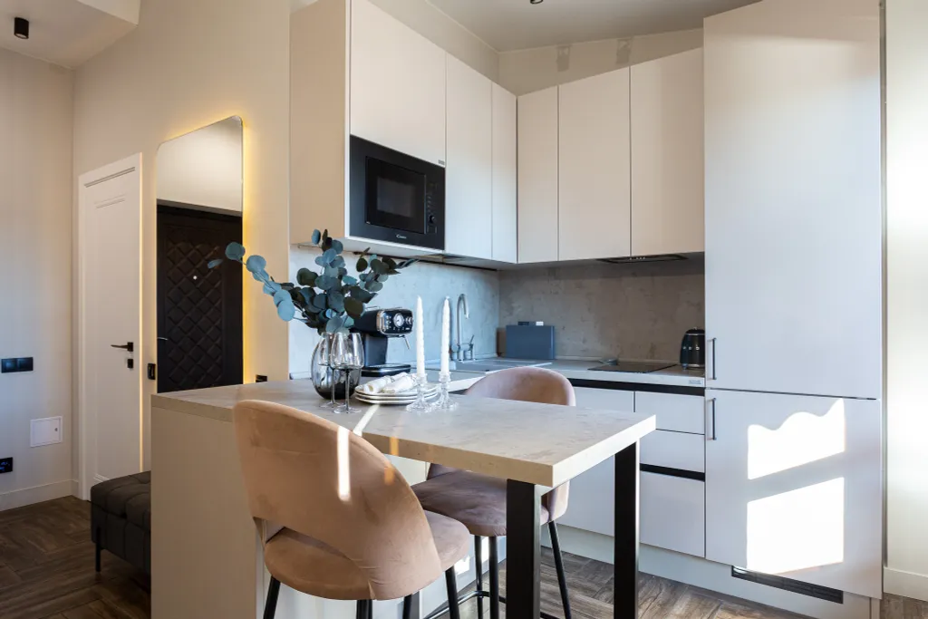 Стильная студия Кватро 152 с террасой и кофемашиной