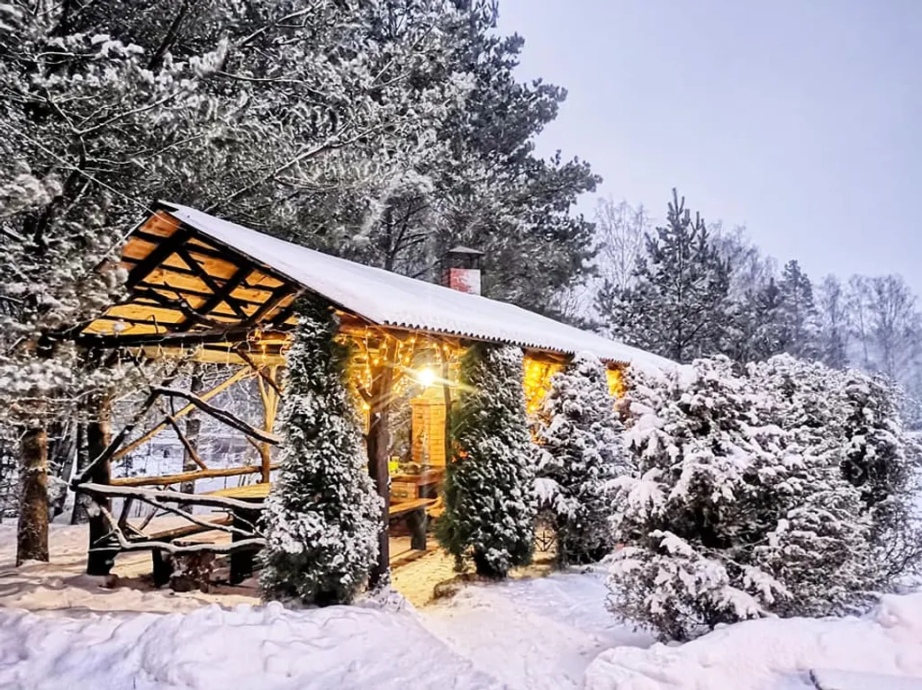 Усадьба Медвежий угол в лесу на берегу озера
