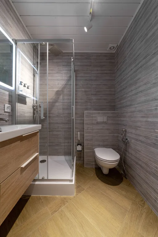 А・Фрейм ВИСТА Логиново
Дом с сауной, видом на лес и реку