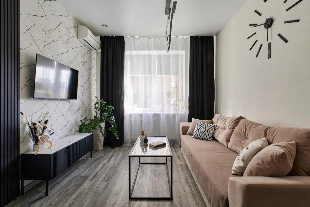 Прекрасная стильная квартира Инь янь