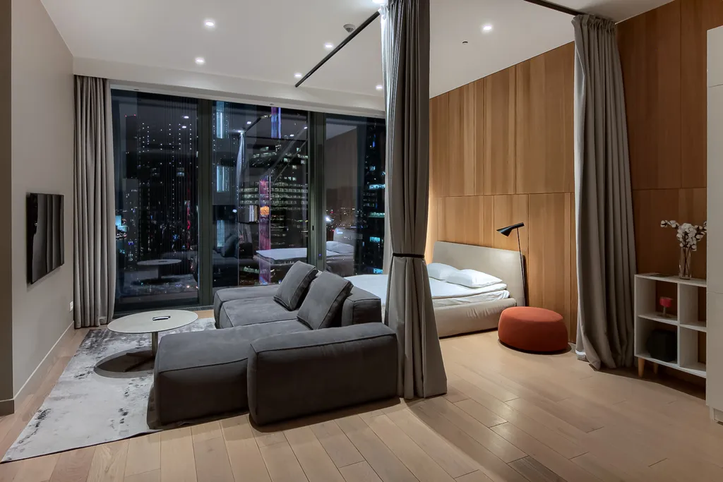 Квартира Нежная студия с видом на Москва Сити, гостиничный сервис — аренда посуточно в Москва