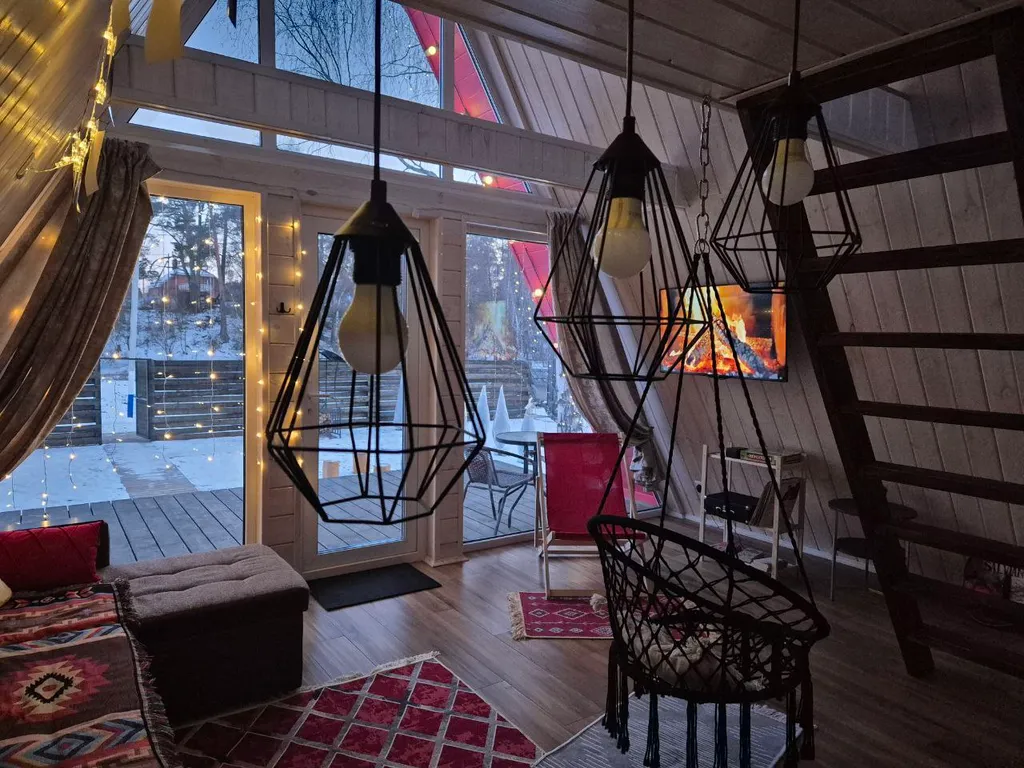 Коттедж Коттедж А-фрейм Клубничный с сибирским банным чаном и баней на дровах — Каблуково