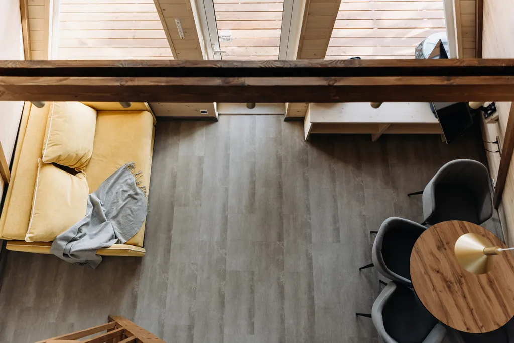 Уютный домик зеленый A-Frame с террасой