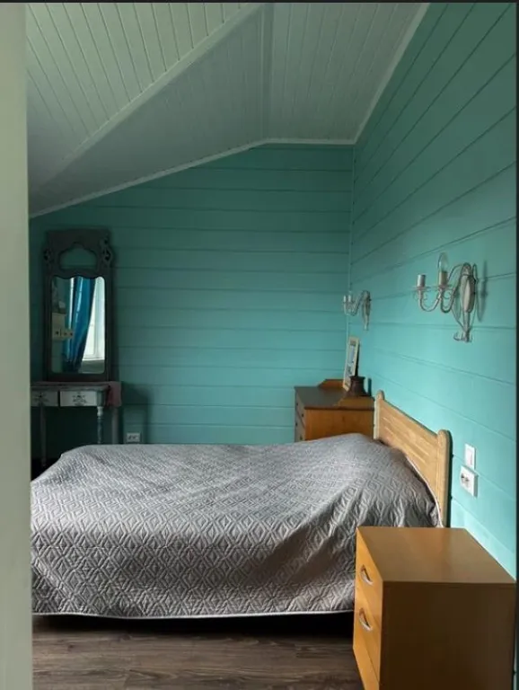 Усадебный дом с видом на реку, берег с мостками и рыбной ловлей