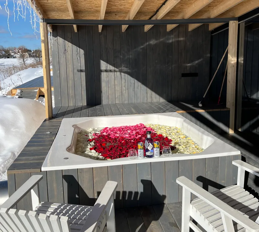 Эко-дом с горячей джакузи и профессиональным грилем на террасе