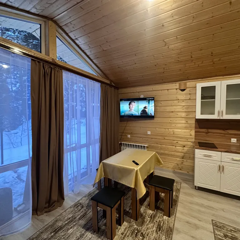 Домик в лесу с панорамными окнами