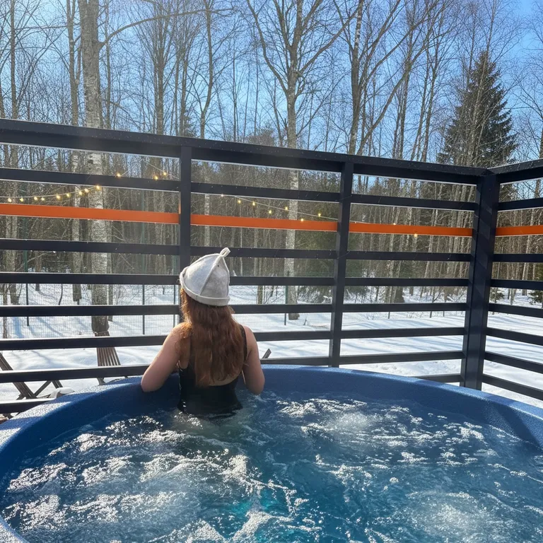 Коттедж с русской баней, горячей джакузи под звездам и бассейном