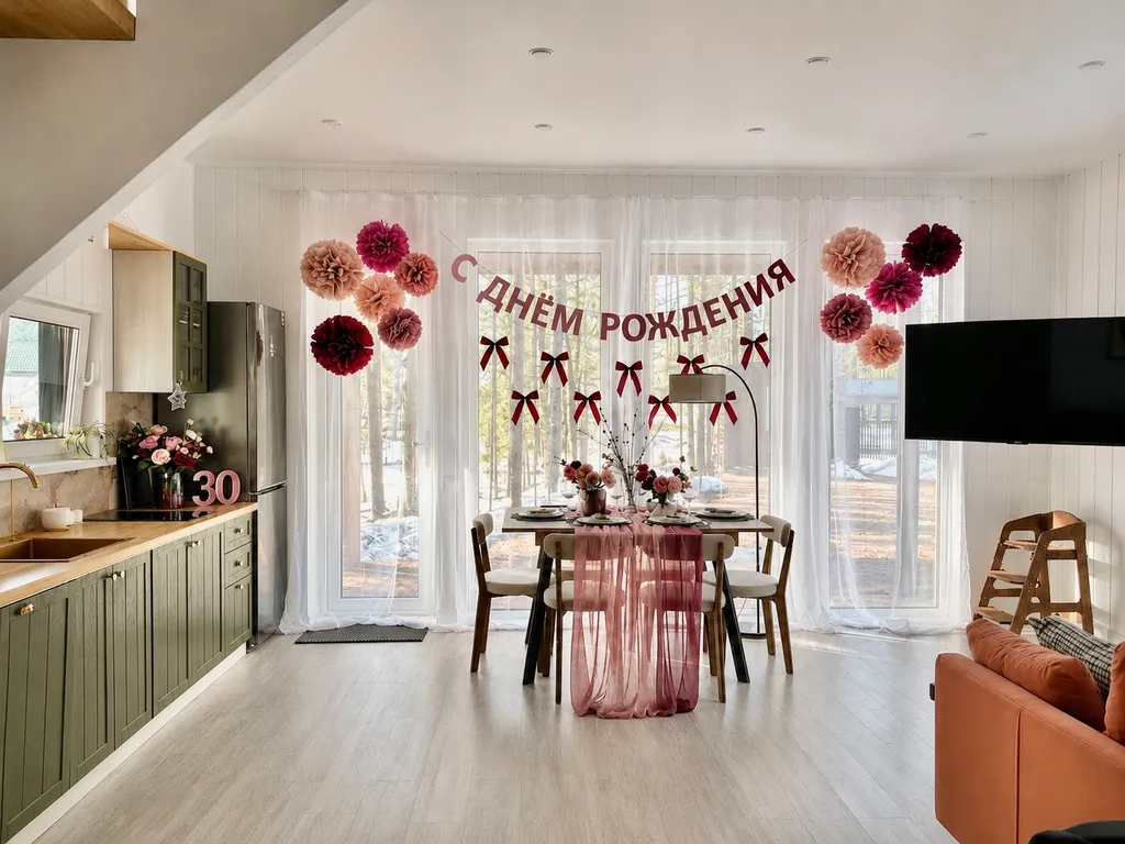 Дом 100m2 — чан у озера, кухня, Wi-Fi