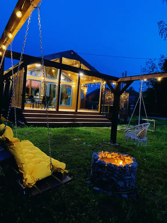 Барнхаус с баней на дровах и чаном SkyLove Glamp