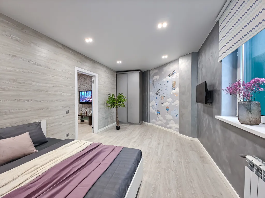 Масштабная двухкомнатная с кроватью super king-size в ЖК Дождь