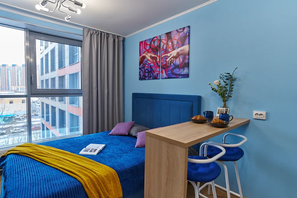 Уютная студия с панорамным окном у метро Парнас