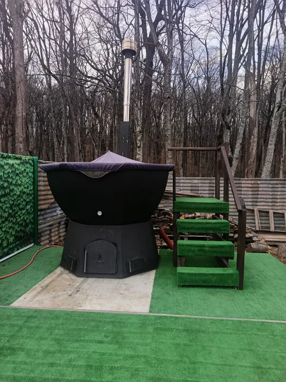 А-фрейм с видом на лес и с банным чаном