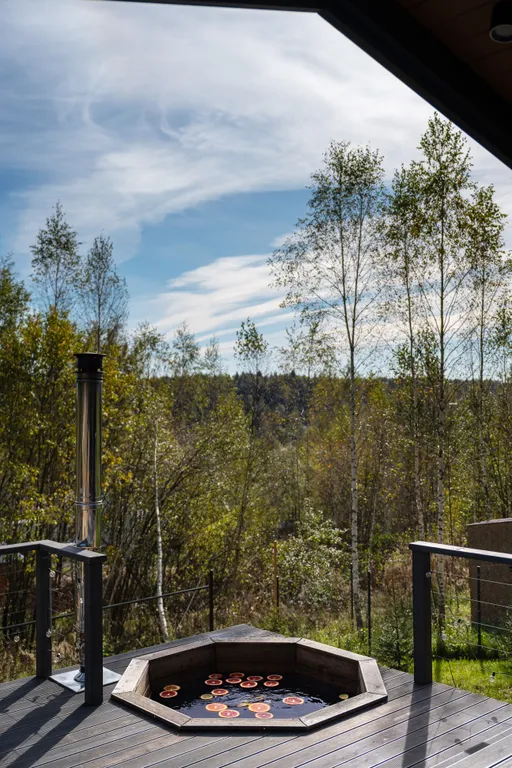 Дом с чаном и сауной у леса.