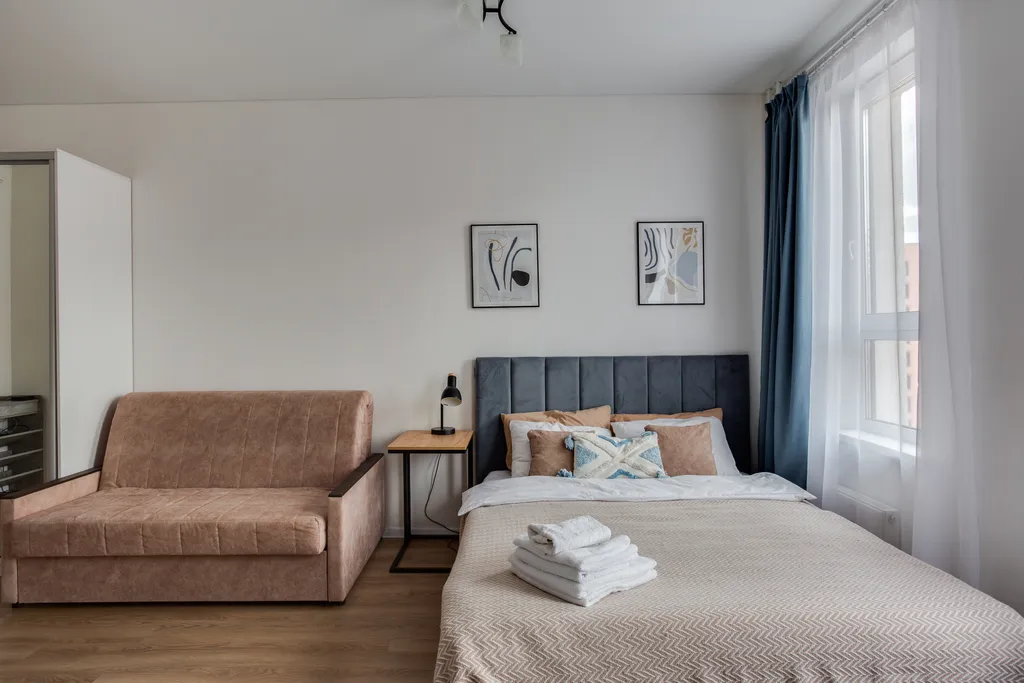 Студия на высоком этаже с ванной