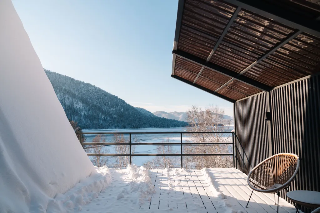 Villa Roma Телецкое - панорамный А-фрэйм 3 с видом на горы и озеро