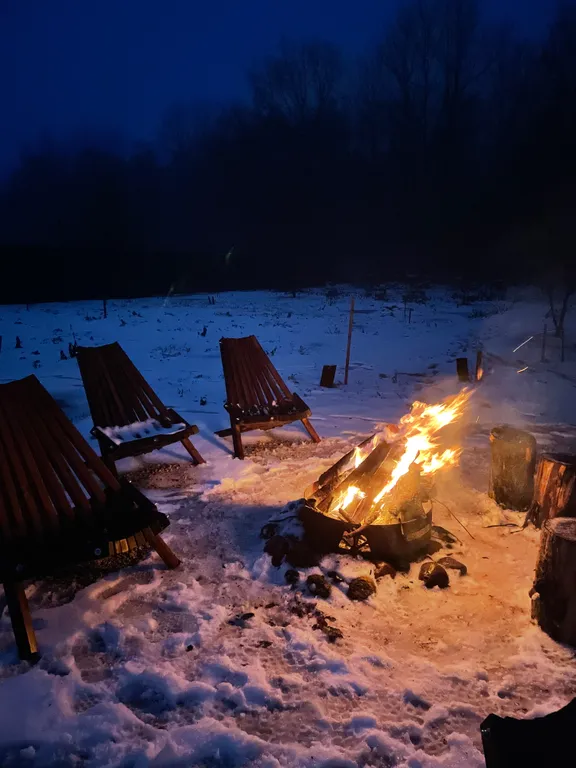 Уютный панорамный треугольный дом A-frame с видом и окружением леса