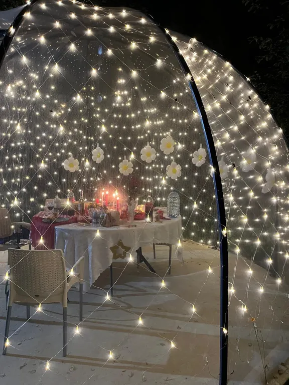 Дом с купольной беседкой на природе