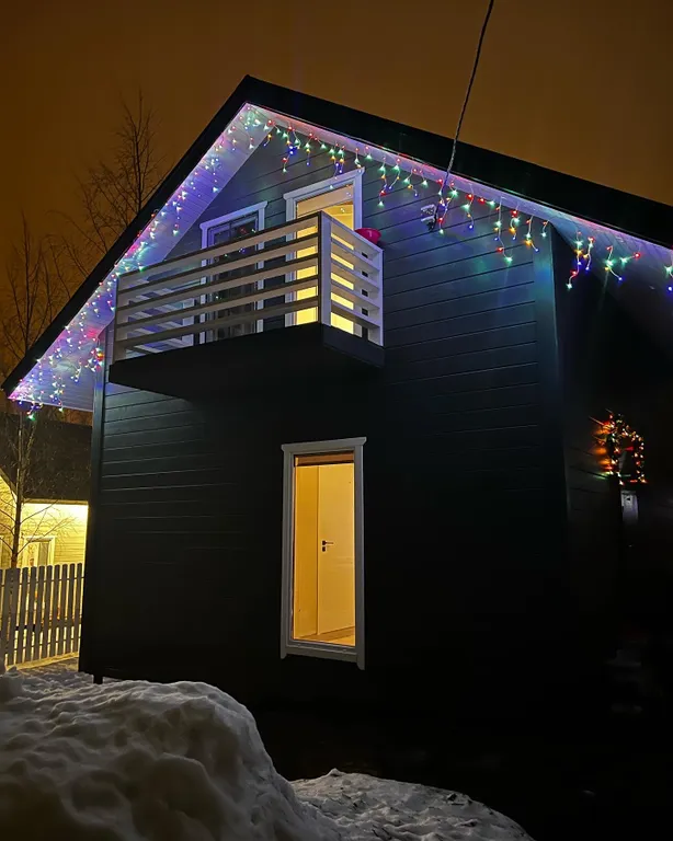 Дом с березовым лесом на участке