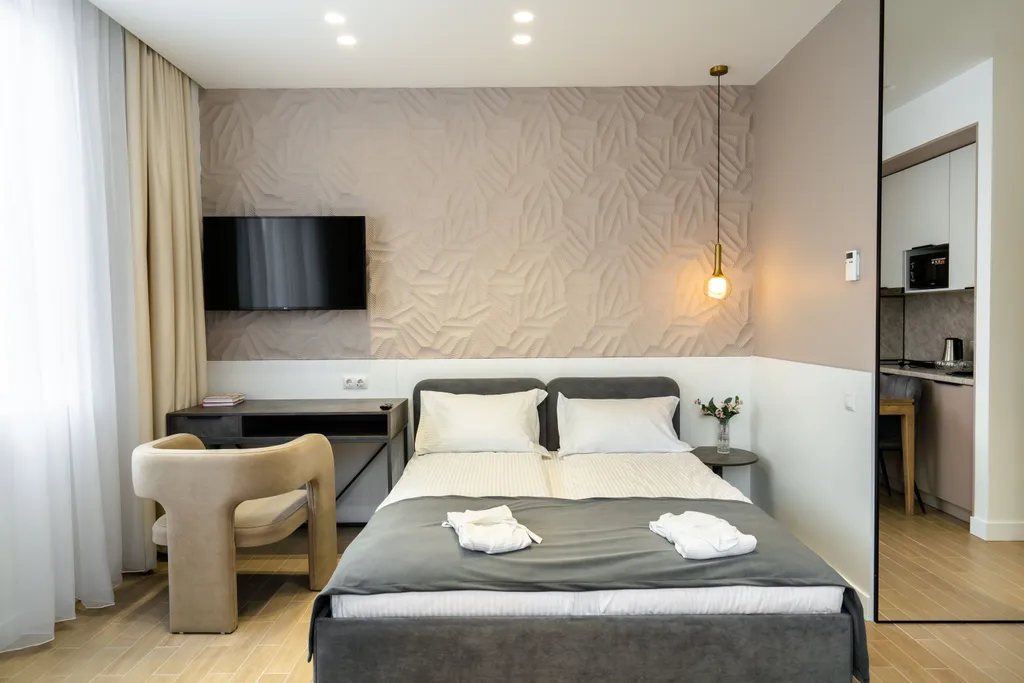 Семейный номер с видом на горы и кухонной зоной