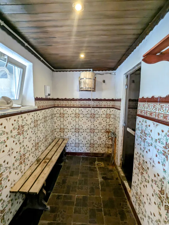 Большой красивый дом с камином в лесу