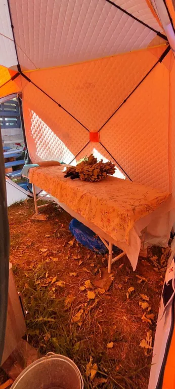 Дом-берлога в лесу с видом на горы