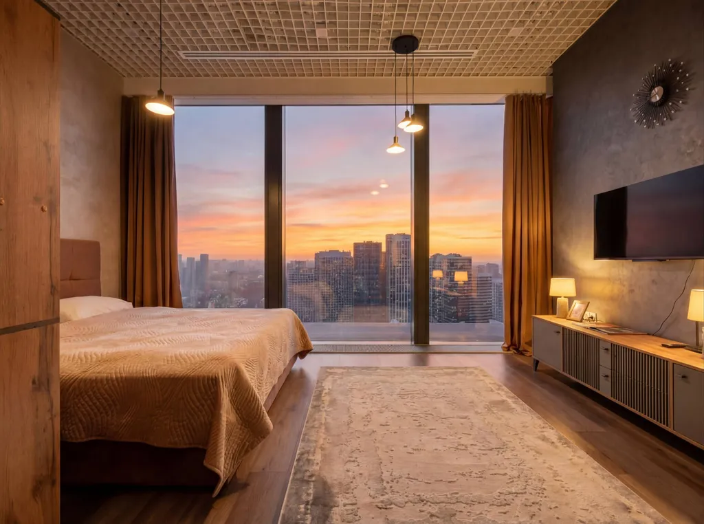 Neva Shedar 28 этаж 51 м2 панорамный вид на город. Шикарный закат.