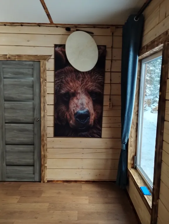 2х этажный коттедж, в зимнем лесу на берегу реки