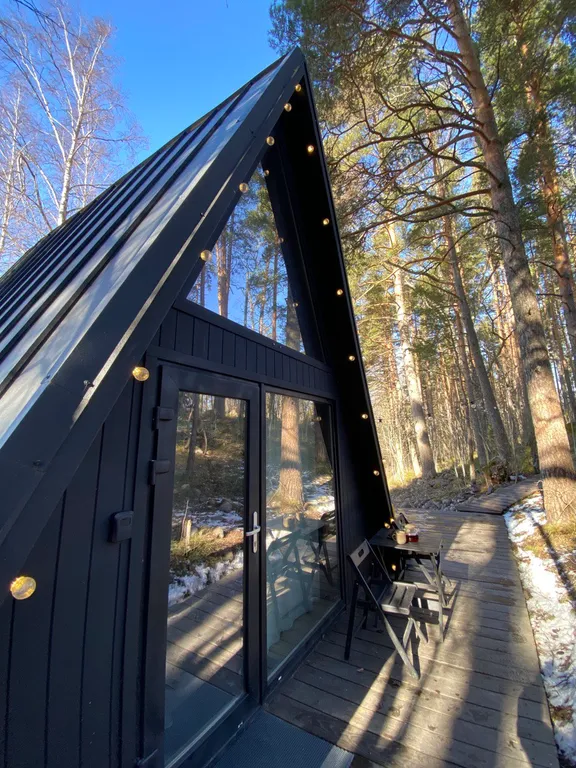 Коттедж Панорамный домик в стиле афрейм на Вуоксе — Кротово