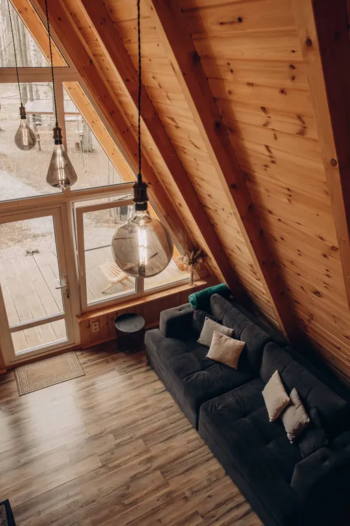 Домик в лесу с баней и чаном, A-frame Forest story