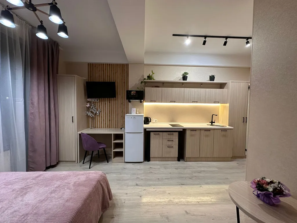 Уютная тёплая студия с видом на горы