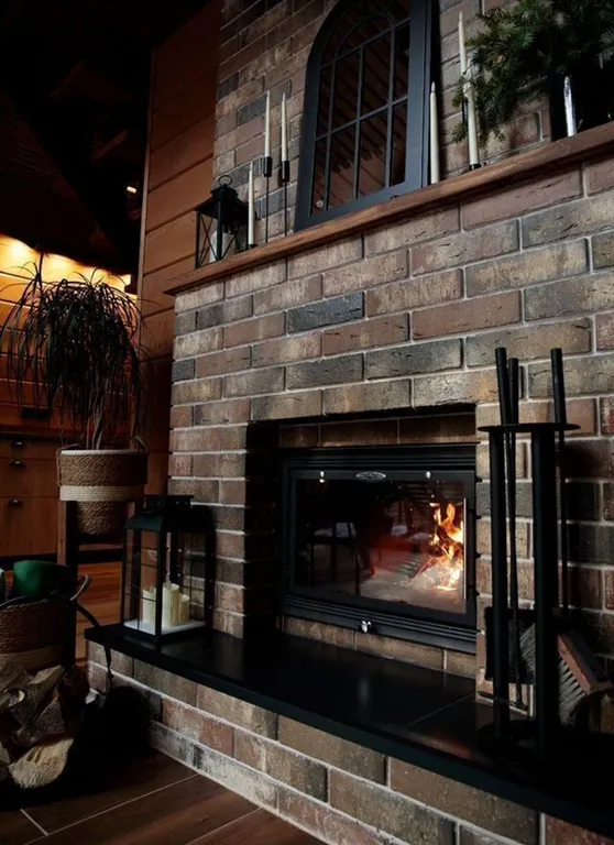 Дом А-фрейм с камином и баней с видом на лес