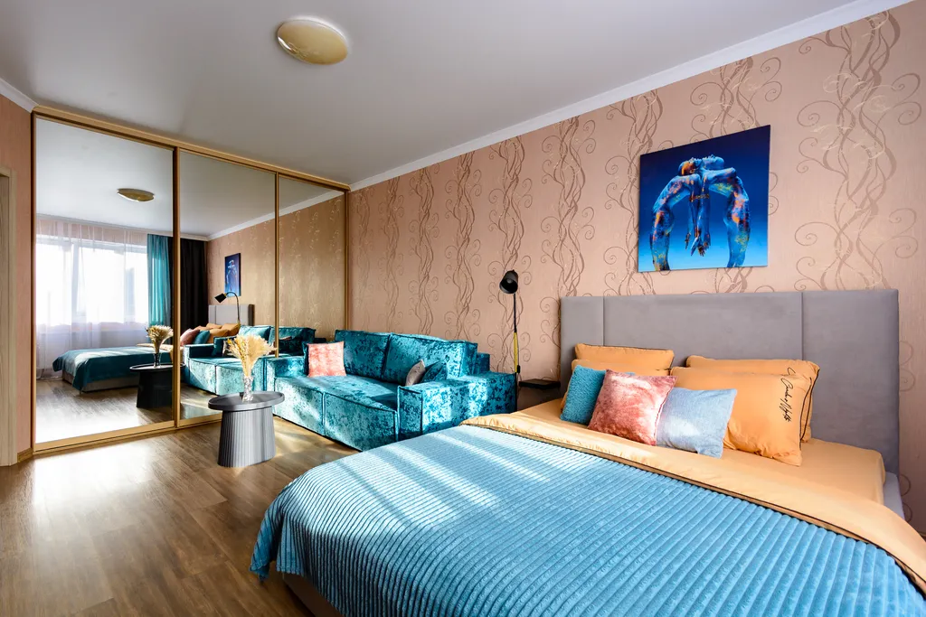 Квартира Апартаменты Бирюзовая нежность с панорамным видом, у парка Галицкого — Краснодар