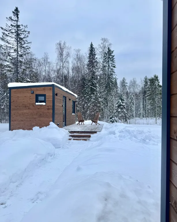 Уютнейший домик в лесу в черте города с панорамным окном, видом на лес