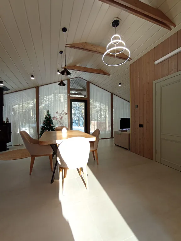 Панорамный дом с видом на лес и банным чаном