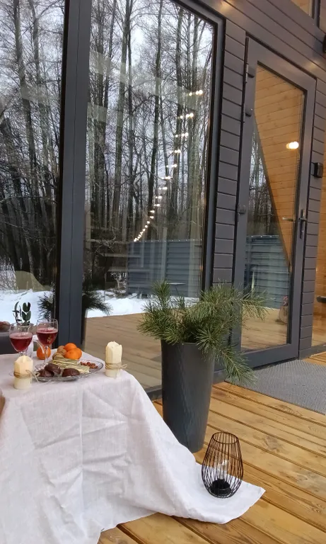 Сканди люкс, дом с камином и видом на лес. LESNOVO