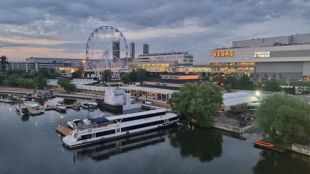 Студия с камином, деревом и видом на реку