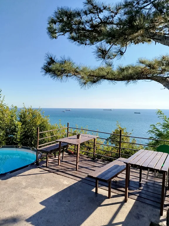 Студия с видом на лес и море