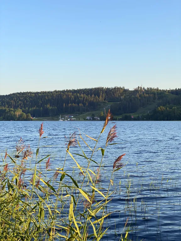 Отдых на берегу озера с видом на горнолыжный курорт и сауной в доме