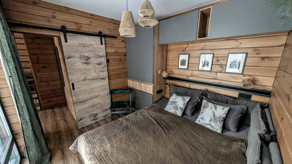 А-фрейм на нарочи видом на лес в 10 минутах ходьбы от пляжа