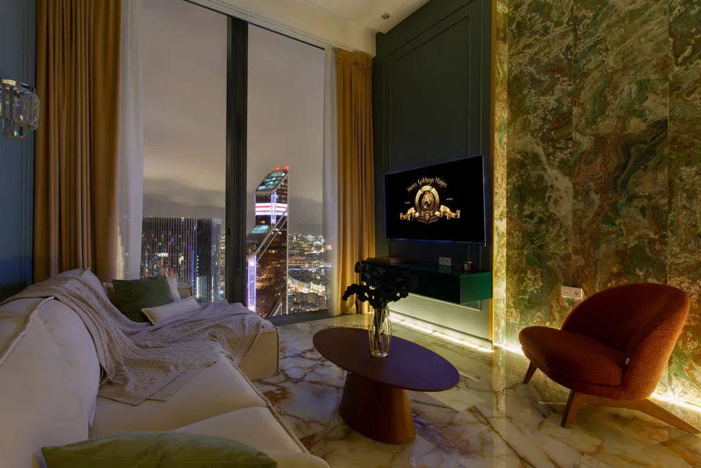 Квартира Редкий Пентхаус-формат на 64 этаже, оникс, подсветка, панорамные окна — аренда посуточно в Москва