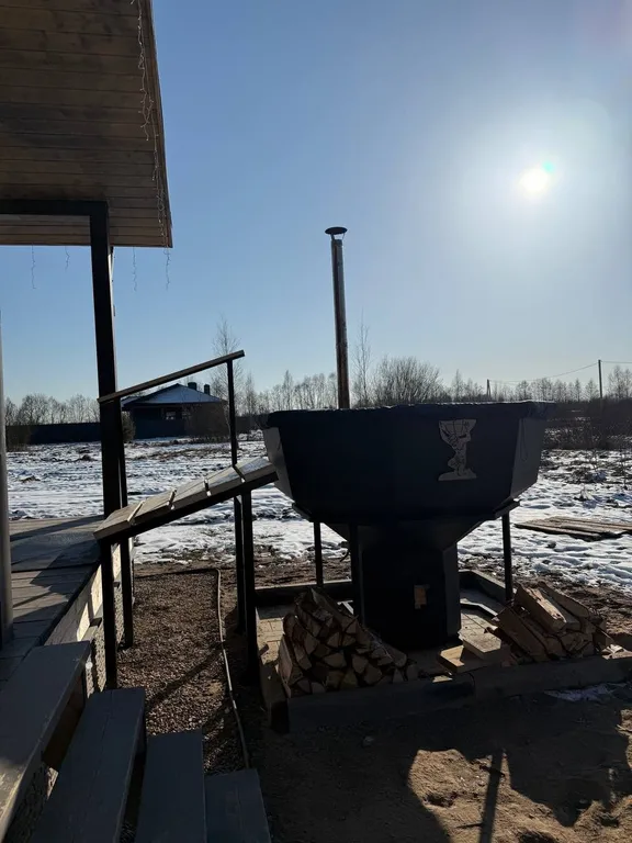 Дом с баней на дровах, банным чаном и большой гостиной